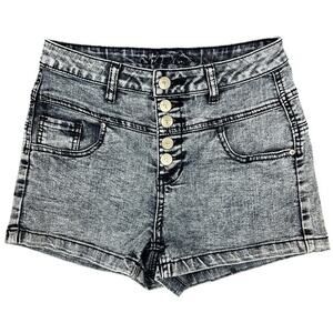 Delia's High-Rise Jean Shorts Sz 5/6 Acid‎ Wash Stretch Denim Grunge Retro Punk